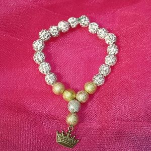 Princess Crown Charm Bling Sparkle Bracelet